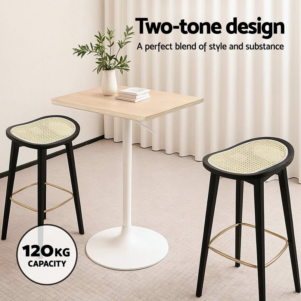 2x Bar Stools Rattan Counter Kitchen Dinning Chair Bamboo Saddle Black - Furniture > Bar Stools & Chairs > Table & Bar Stools - Rivercity House & Home Co. (ABN 18 642 972 209) - Affordable Modern Furniture Australia