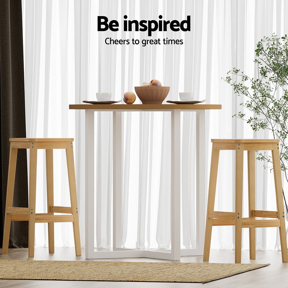 2x Bar Stools Rubber Wood Stool Counter Chair Rattan Barstools Kitchen - Furniture > Bar Stools & Chairs > Table & Bar Stools - Rivercity House & Home Co. (ABN 18 642 972 209) - Affordable Modern Furniture Australia