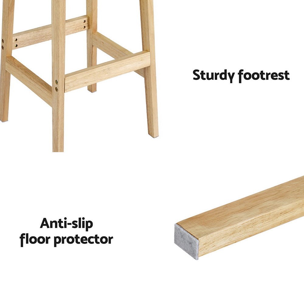 2x Bar Stools Rubber Wood Stool Counter Chair Rattan Barstools Kitchen - Furniture > Bar Stools & Chairs > Table & Bar Stools - Rivercity House & Home Co. (ABN 18 642 972 209) - Affordable Modern Furniture Australia
