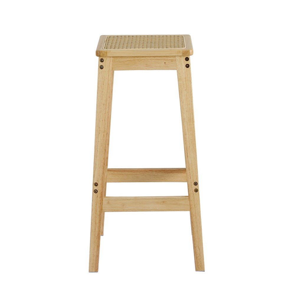 2x Bar Stools Rubber Wood Stool Counter Chair Rattan Barstools Kitchen - Furniture > Bar Stools & Chairs > Table & Bar Stools - Rivercity House & Home Co. (ABN 18 642 972 209) - Affordable Modern Furniture Australia