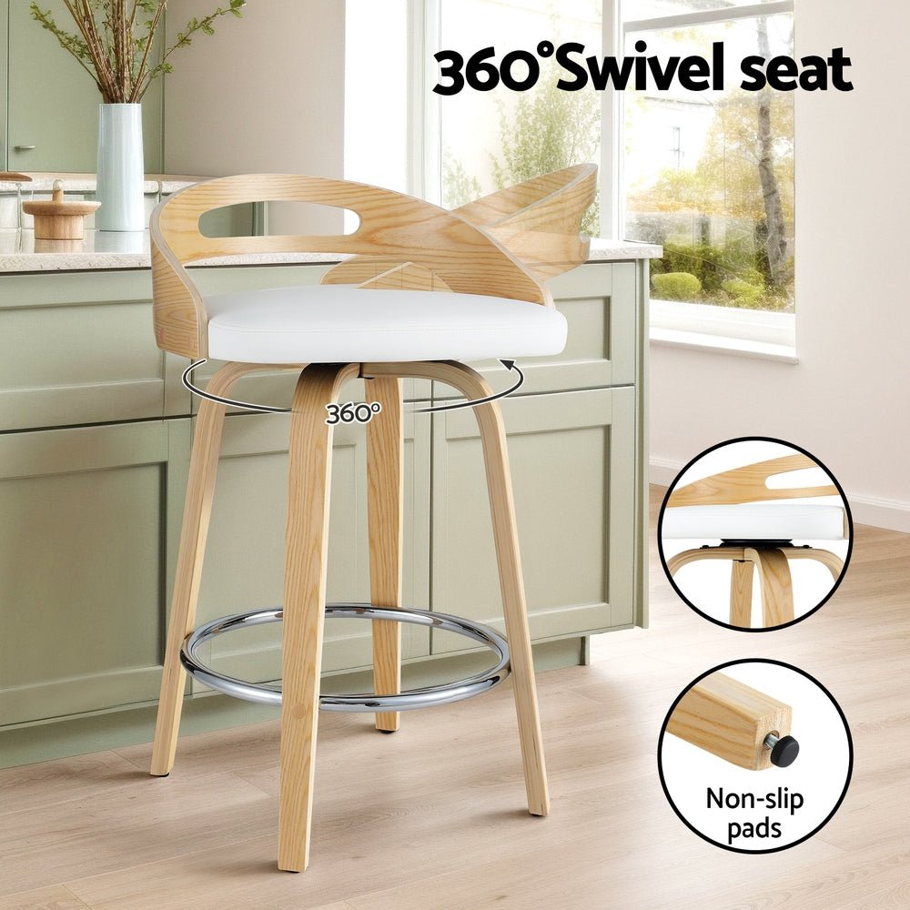 2x Bar Stools Swivel Dining Chairs Low Back Counter Seat PU Cushion - Furniture > Bar Stools & Chairs - Rivercity House & Home Co. (ABN 18 642 972 209) - Affordable Modern Furniture Australia