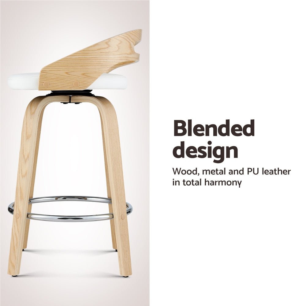 2x Bar Stools Swivel Dining Chairs Low Back Counter Seat PU Cushion - Furniture > Bar Stools & Chairs - Rivercity House & Home Co. (ABN 18 642 972 209) - Affordable Modern Furniture Australia