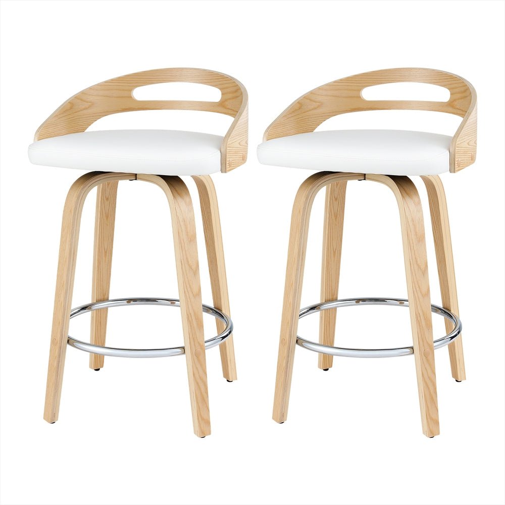 2x Bar Stools Swivel Dining Chairs Low Back Counter Seat PU Cushion - Furniture > Bar Stools & Chairs - Rivercity House & Home Co. (ABN 18 642 972 209) - Affordable Modern Furniture Australia