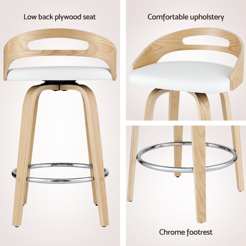 2x Bar Stools Swivel Dining Chairs Low Back Counter Seat PU Cushion - Furniture > Bar Stools & Chairs - Rivercity House & Home Co. (ABN 18 642 972 209) - Affordable Modern Furniture Australia
