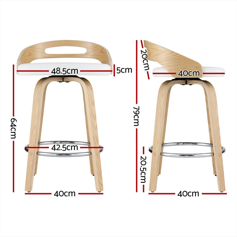 2x Bar Stools Swivel Dining Chairs Low Back Counter Seat PU Cushion - Furniture > Bar Stools & Chairs - Rivercity House & Home Co. (ABN 18 642 972 209) - Affordable Modern Furniture Australia