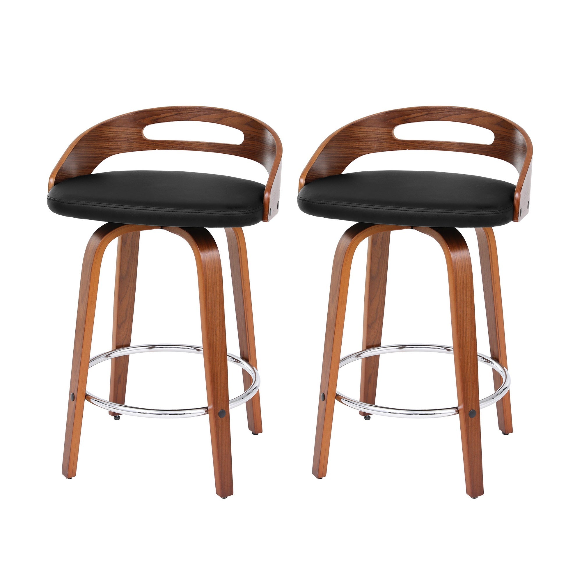 2x Bar Stools Swivel Dining Chairs Low Back Counter Seat PU Cushion - Furniture > Bar Stools & Chairs > Table & Bar Stools - Rivercity House & Home Co. (ABN 18 642 972 209) - Affordable Modern Furniture Australia