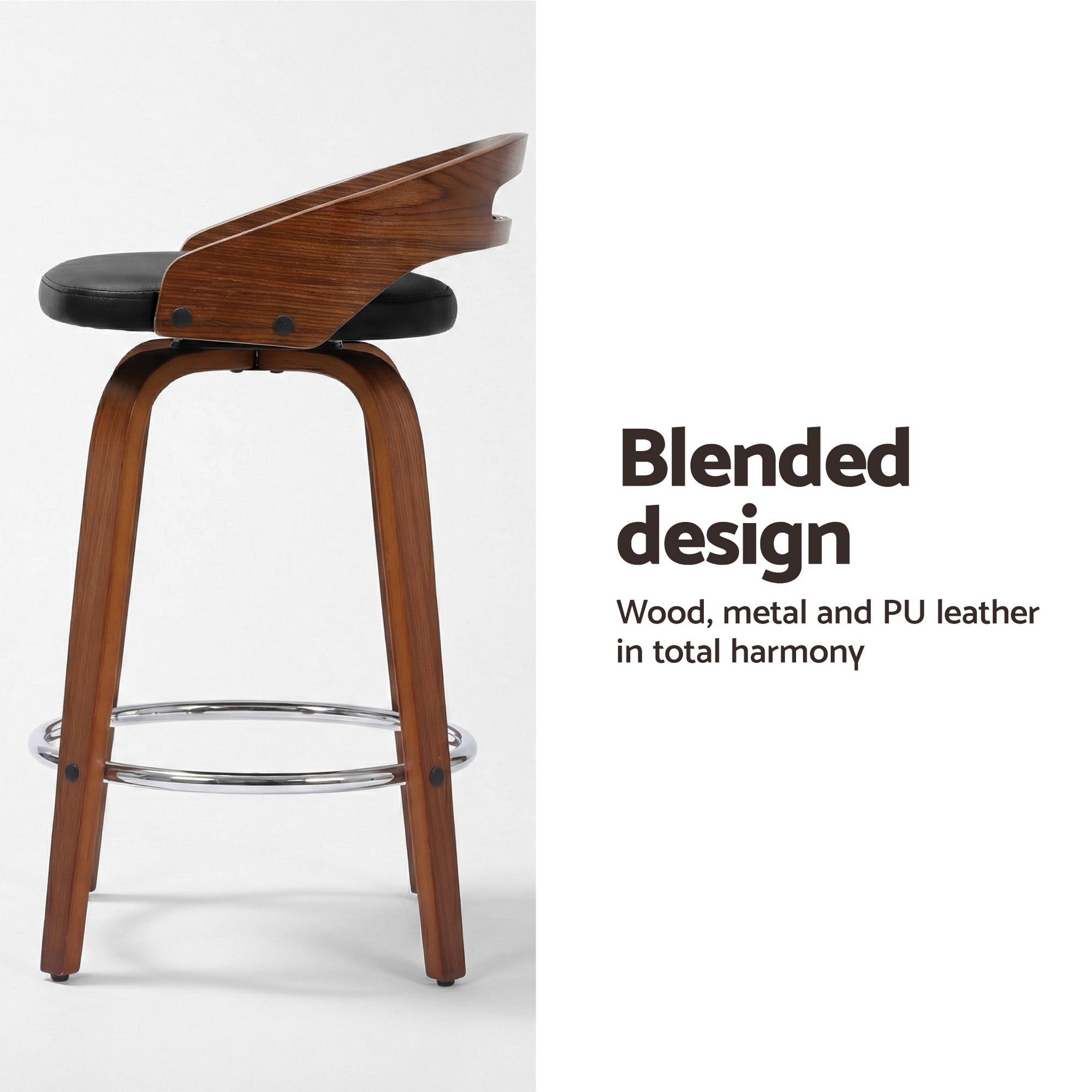 2x Bar Stools Swivel Dining Chairs Low Back Counter Seat PU Cushion - Furniture > Bar Stools & Chairs > Table & Bar Stools - Rivercity House & Home Co. (ABN 18 642 972 209) - Affordable Modern Furniture Australia