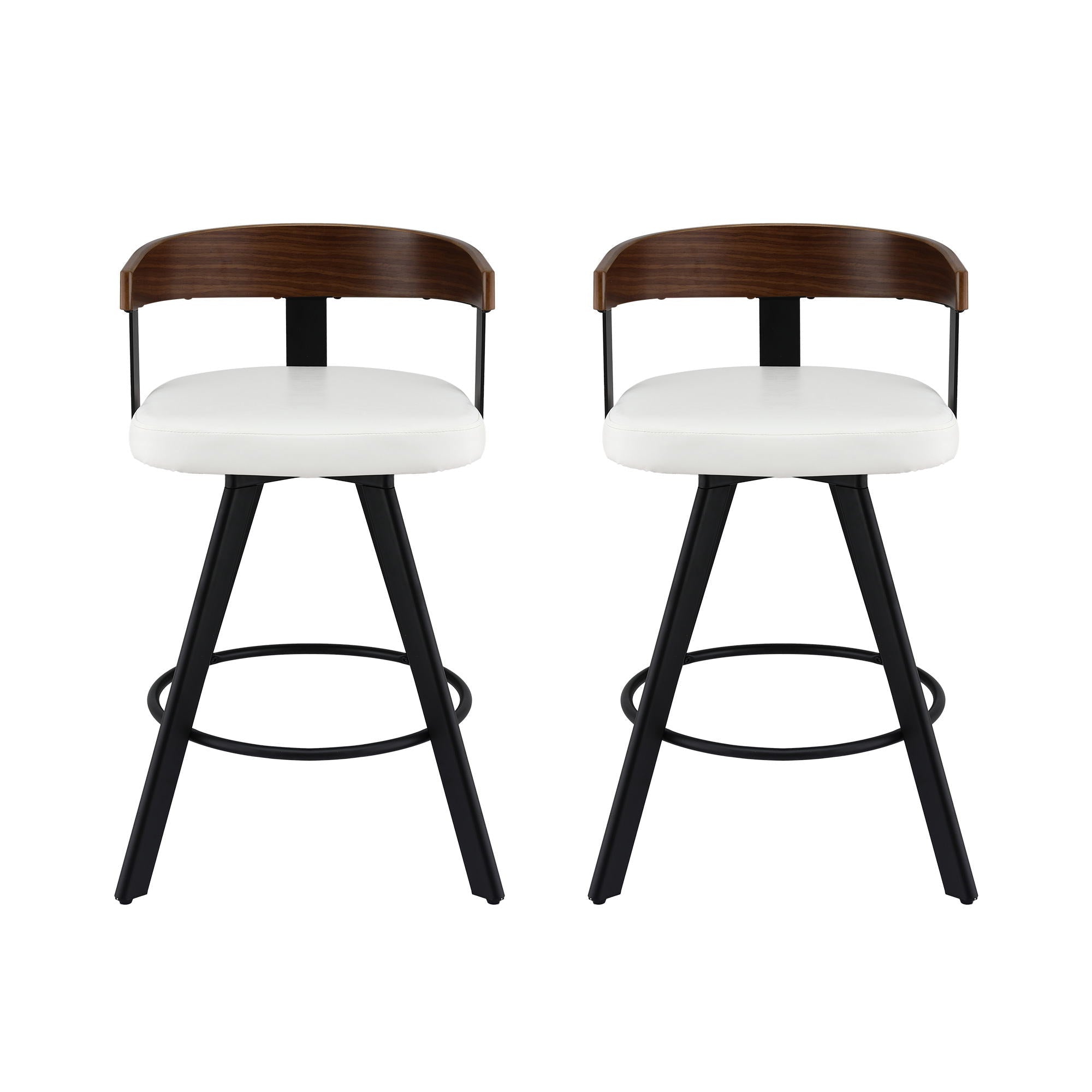 2x Bar Stools Swivel Kitchen Chairs Metal Legs Bentwood Counter White PU - Furniture > Bar Stools & Chairs > Table & Bar Stools - Rivercity House & Home Co. (ABN 18 642 972 209) - Affordable Modern Furniture Australia