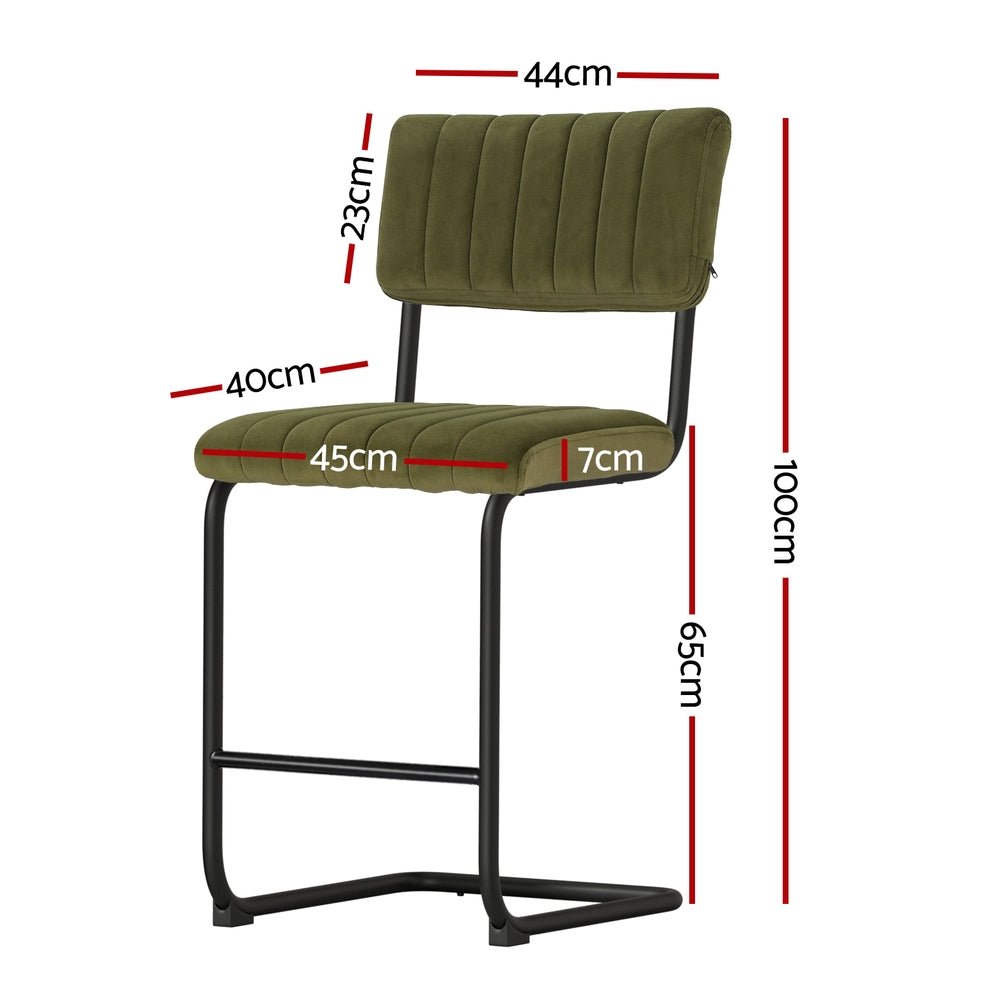 2x Bar Stools Velvet Chairs Green - Furniture > Bar Stools & Chairs - Rivercity House & Home Co. (ABN 18 642 972 209) - Affordable Modern Furniture Australia