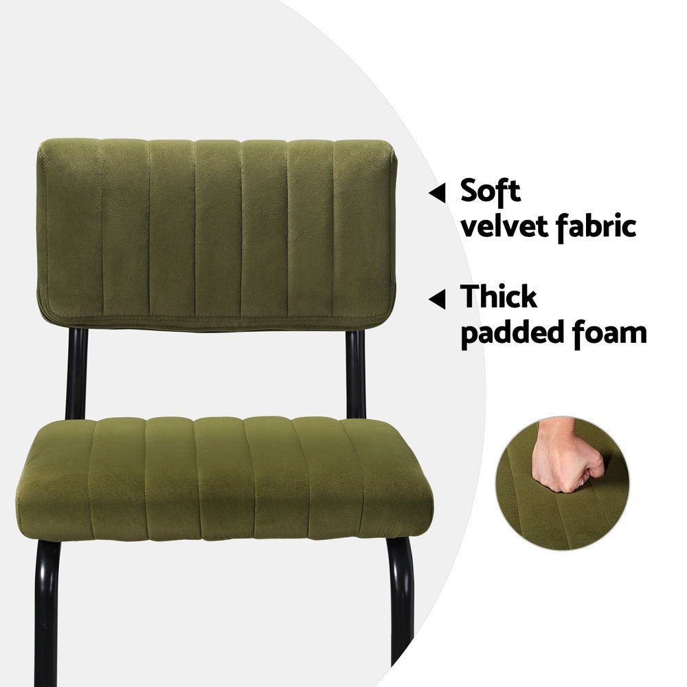 2x Bar Stools Velvet Chairs Green - Furniture > Bar Stools & Chairs - Rivercity House & Home Co. (ABN 18 642 972 209) - Affordable Modern Furniture Australia