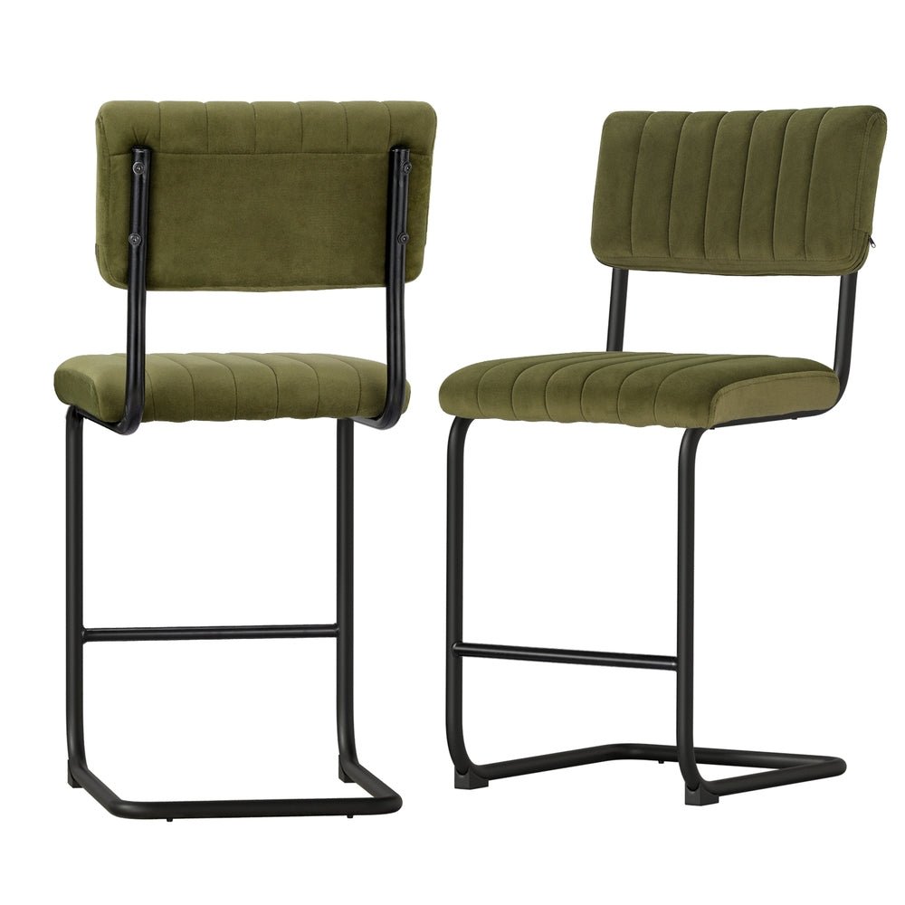 2x Bar Stools Velvet Chairs Green - Furniture > Bar Stools & Chairs - Rivercity House & Home Co. (ABN 18 642 972 209) - Affordable Modern Furniture Australia