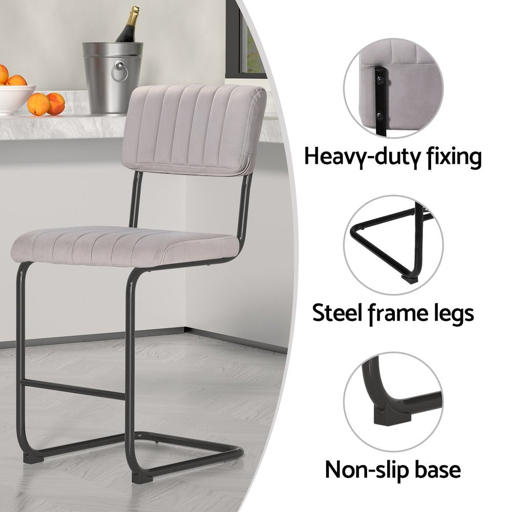 2x Bar Stools Velvet Chairs - Furniture > Bar Stools & Chairs - Rivercity House & Home Co. (ABN 18 642 972 209) - Affordable Modern Furniture Australia
