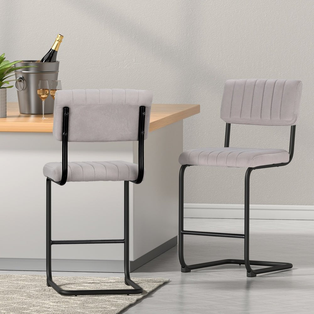 2x Bar Stools Velvet Chairs - Furniture > Bar Stools & Chairs - Rivercity House & Home Co. (ABN 18 642 972 209) - Affordable Modern Furniture Australia