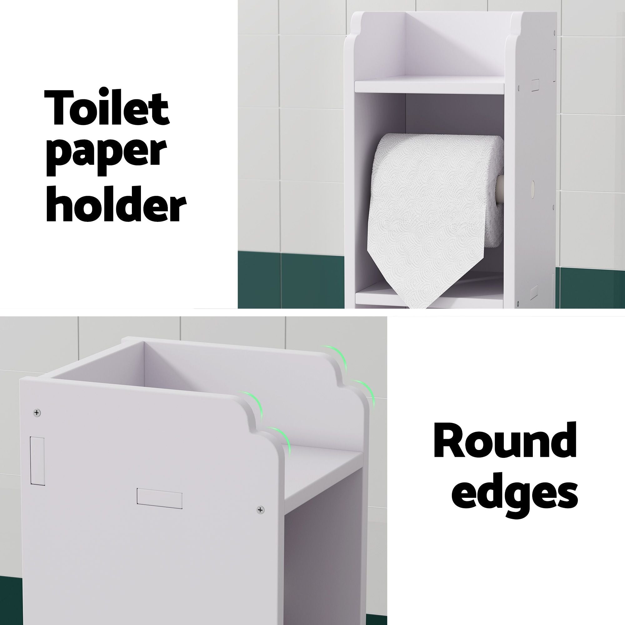2X Bathroom Cabinet Toilet Roll Holder 76cm - Furniture > Bathroom > Bathroom Cabinets, Cupboards & Storage - Rivercity House & Home Co. (ABN 18 642 972 209) - Affordable Modern Furniture Australia