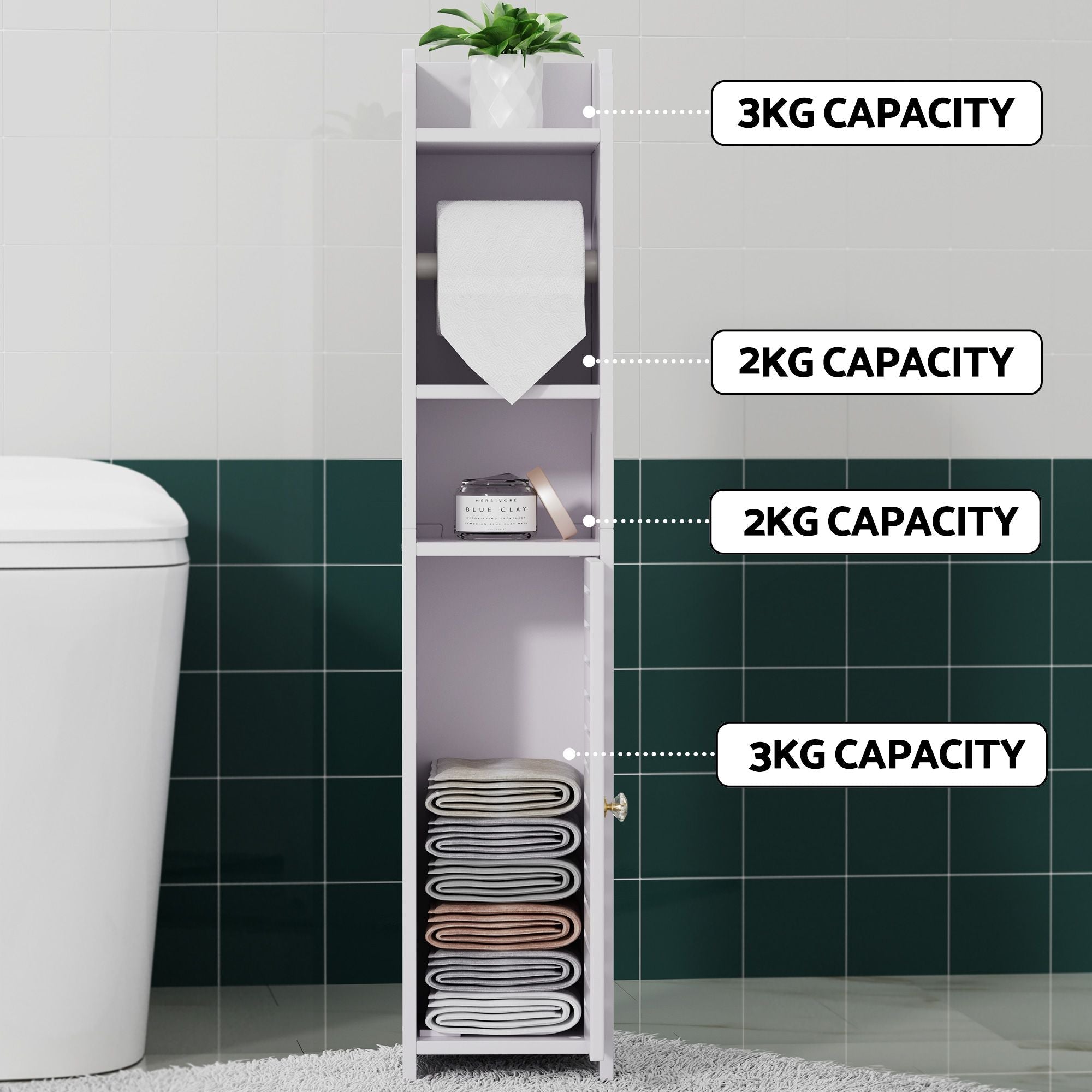 2X Bathroom Cabinet Toilet Roll Holder 76cm - Furniture > Bathroom > Bathroom Cabinets, Cupboards & Storage - Rivercity House & Home Co. (ABN 18 642 972 209) - Affordable Modern Furniture Australia