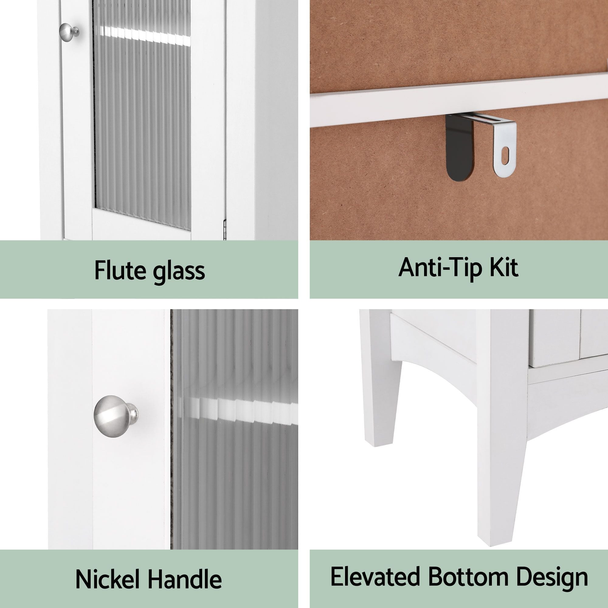 2X Bathroom Storage Cabinet 160cm Tall Slim Floor Cupboard Toilet Glass Door White - Furniture > Bathroom > Bathroom Cabinets, Cupboards & Storage - Rivercity House & Home Co. (ABN 18 642 972 209) - Affordable Modern Furniture Australia