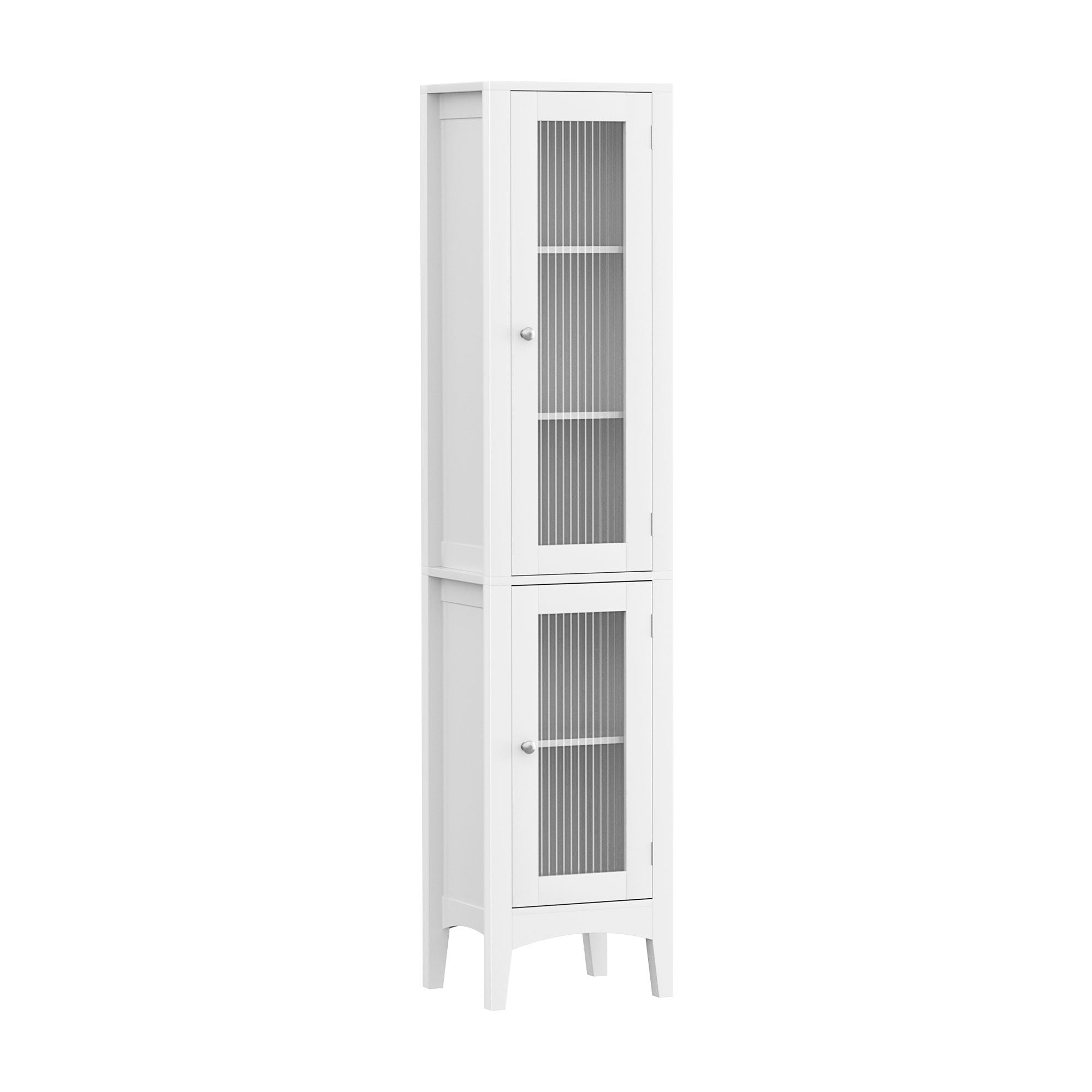 2X Bathroom Storage Cabinet 160cm Tall Slim Floor Cupboard Toilet Glass Door White - Furniture > Bathroom > Bathroom Cabinets, Cupboards & Storage - Rivercity House & Home Co. (ABN 18 642 972 209) - Affordable Modern Furniture Australia