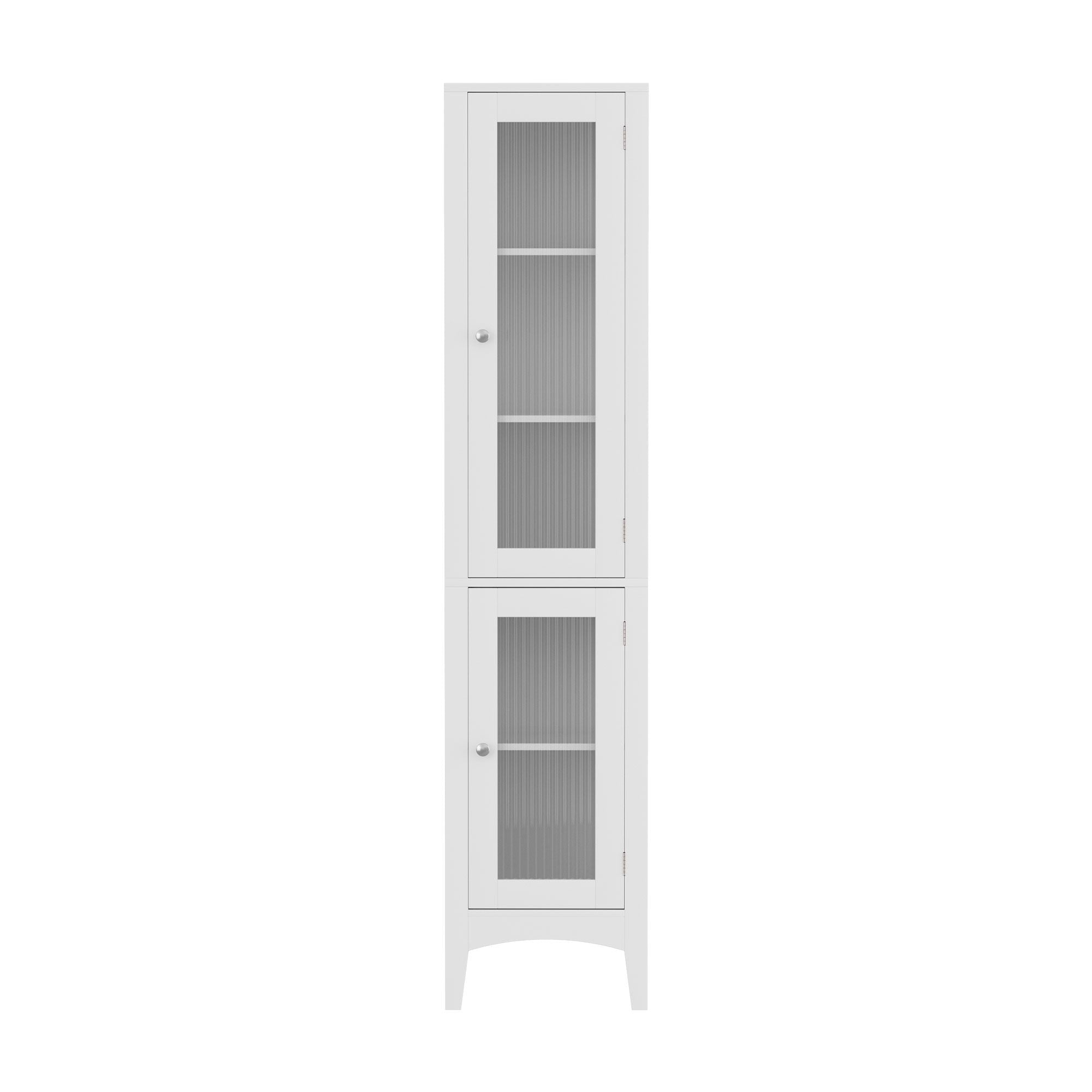 2X Bathroom Storage Cabinet 160cm Tall Slim Floor Cupboard Toilet Glass Door White - Furniture > Bathroom > Bathroom Cabinets, Cupboards & Storage - Rivercity House & Home Co. (ABN 18 642 972 209) - Affordable Modern Furniture Australia
