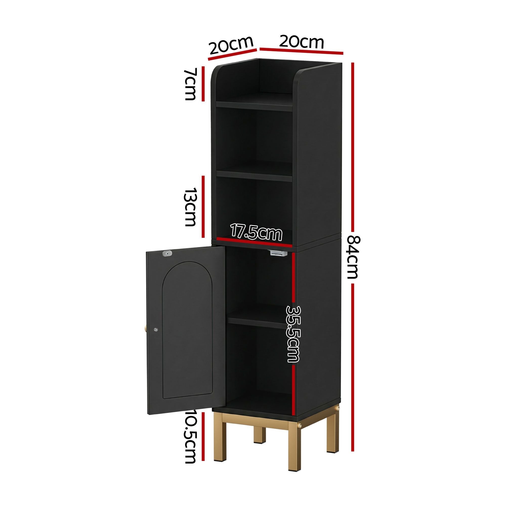 2X Bathroom Storage Cabinet Floor Organizer Toilet Corner Adjustable Black - Furniture > Bathroom > Bathroom Cabinets, Cupboards & Storage - Rivercity House & Home Co. (ABN 18 642 972 209) - Affordable Modern Furniture Australia