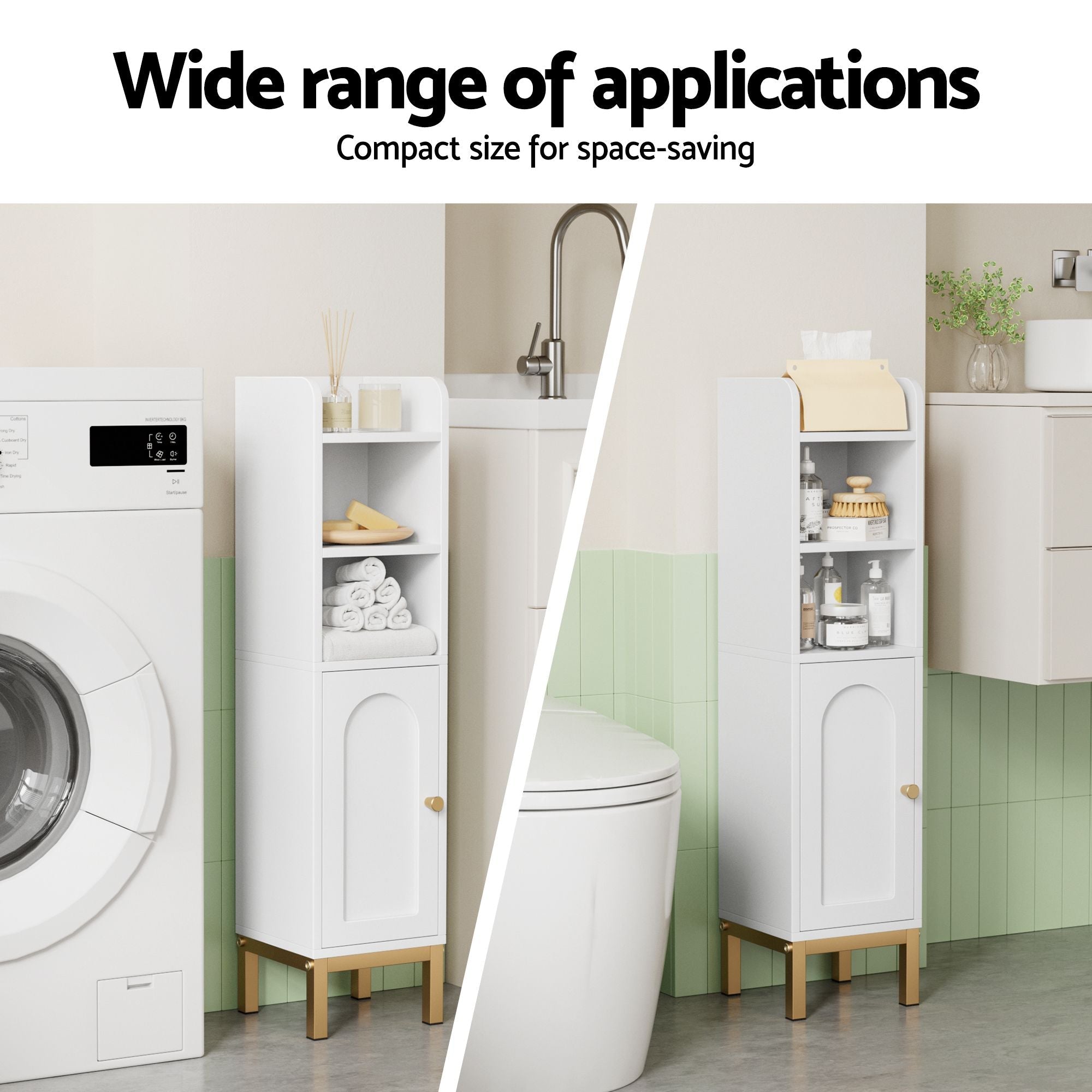 2X Bathroom Storage Cabinet Floor Organizer Toilet Corner Adjustable Shelf with Door White - Furniture > Bathroom > Bathroom Cabinets, Cupboards & Storage - Rivercity House & Home Co. (ABN 18 642 972 209) - Affordable Modern Furniture Australia
