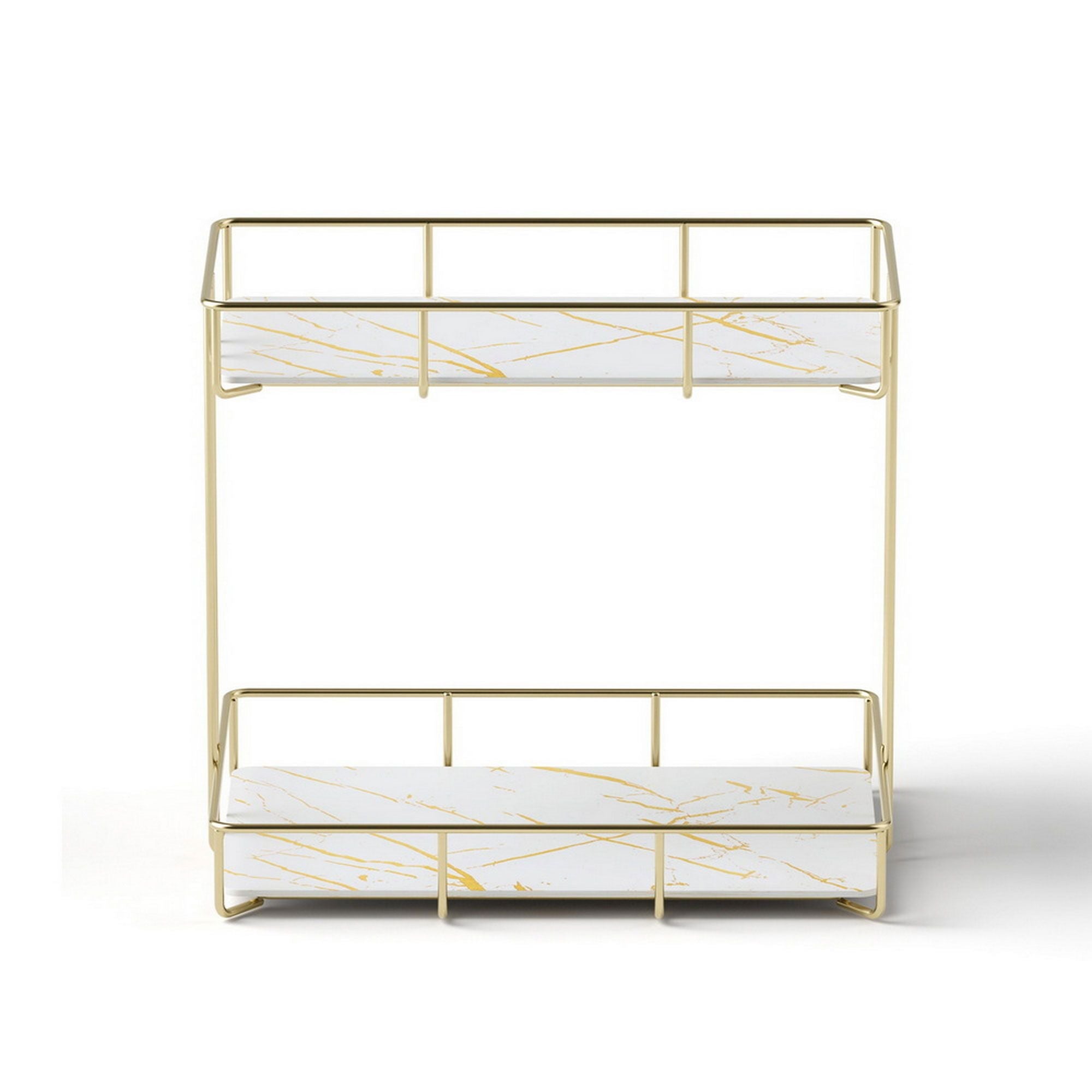 2X Bathroom Storage Rack 2 Tier Corner Organiser Gold Marble Look - Tools > Tools Storage > Wall Storage Racks - Rivercity House & Home Co. (ABN 18 642 972 209) - Affordable Modern Furniture Australia