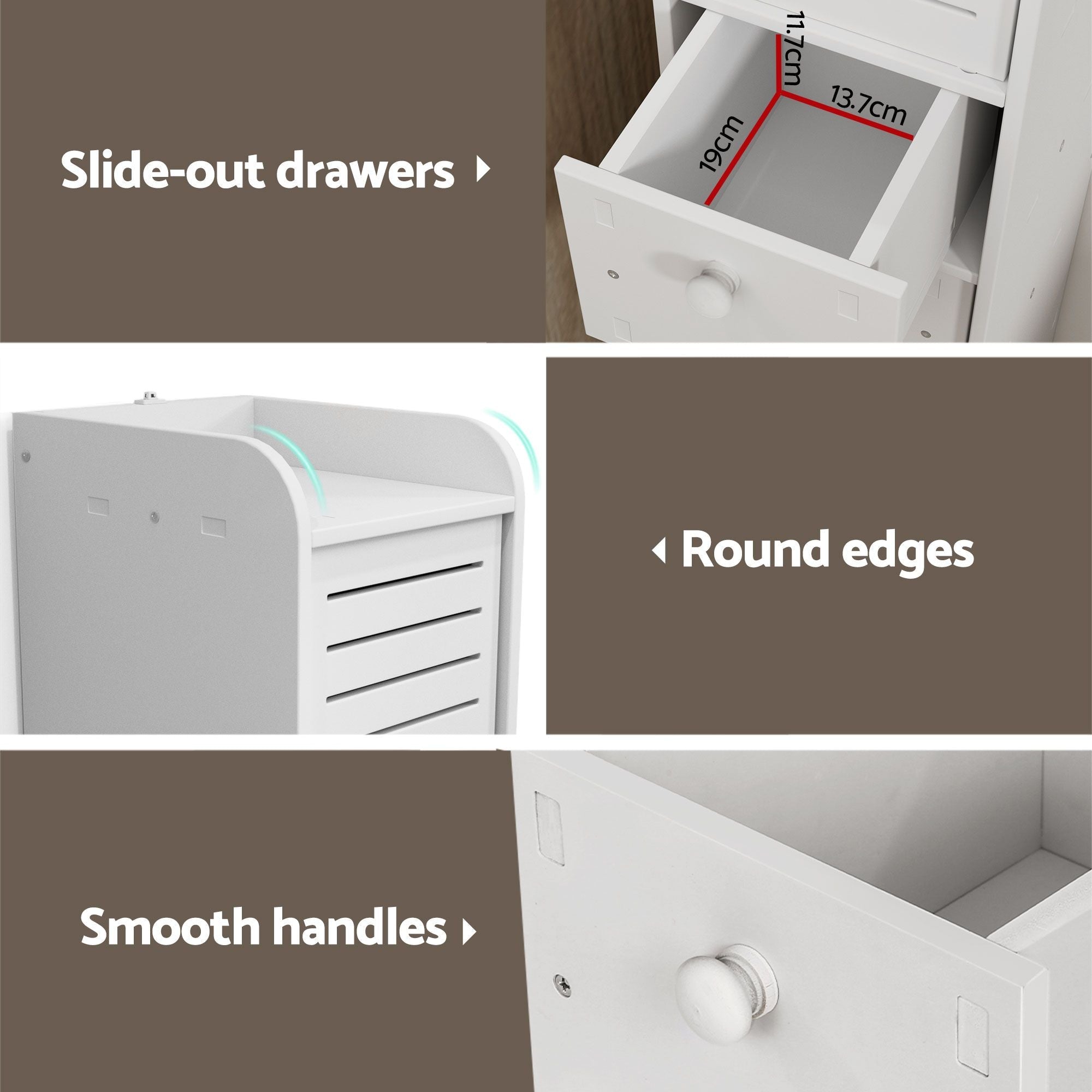 2X Bathroom Toilet Storage Cabinet Laundry Tallboy Cupboard - Furniture > Bathroom > Bathroom Cabinets, Cupboards & Storage - Rivercity House & Home Co. (ABN 18 642 972 209) - Affordable Modern Furniture Australia