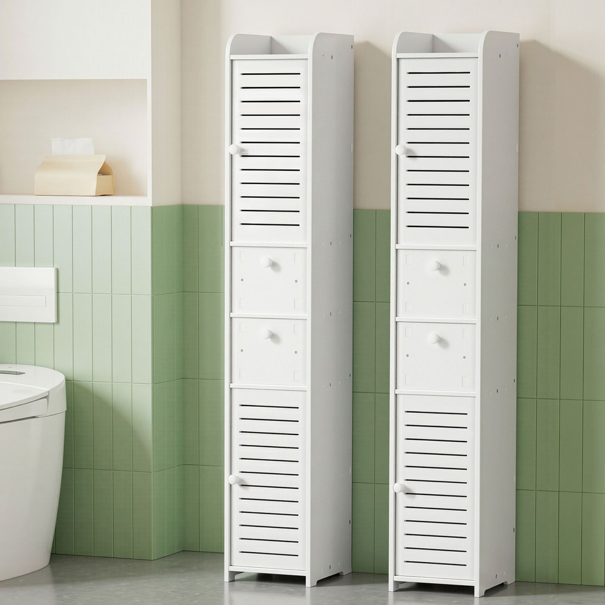 2X Bathroom Toilet Storage Cabinet Laundry Tallboy Cupboard - Furniture > Bathroom > Bathroom Cabinets, Cupboards & Storage - Rivercity House & Home Co. (ABN 18 642 972 209) - Affordable Modern Furniture Australia