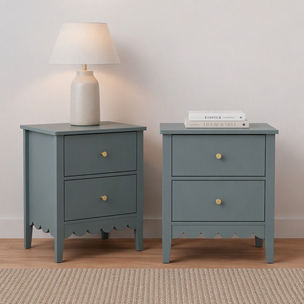 2X Bedside Table 2 Drawers Bedroom Storage Nightstand Green - Furniture > Bedroom > Bedside Tables - Rivercity House & Home Co. (ABN 18 642 972 209) - Affordable Modern Furniture Australia