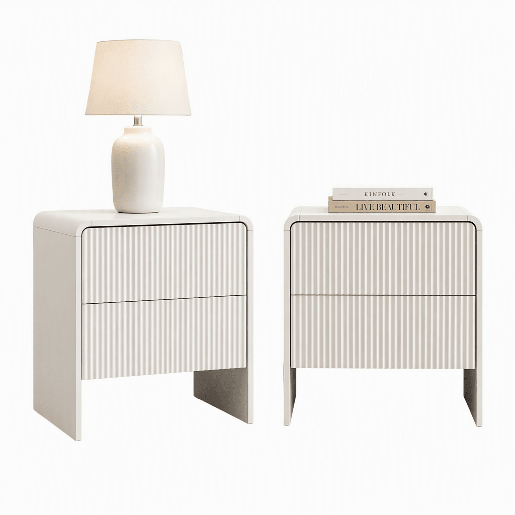 2x Bedside Table 2 Drawers - Beige - Furniture > Bedroom > Bedside Tables - Rivercity House & Home Co. (ABN 18 642 972 209) - Affordable Modern Furniture Australia