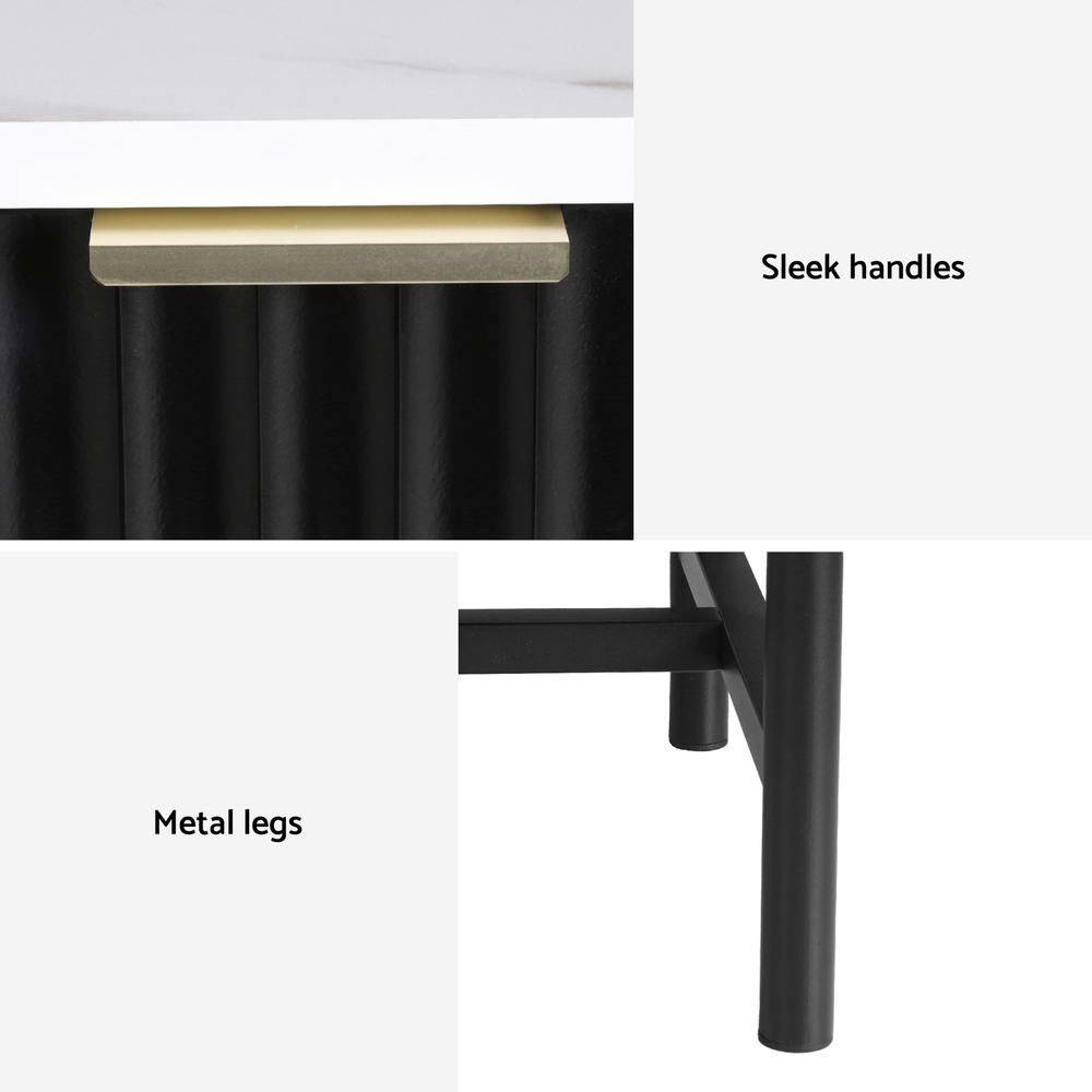 2x Bedside Table 2 Drawers - Black - Furniture > Bedroom > Bedside Tables - Rivercity House & Home Co. (ABN 18 642 972 209) - Affordable Modern Furniture Australia