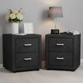Moda 2-Drawer Bedside Table Fabric Upholstered MDF Frame - Charcoal (Set of 2)