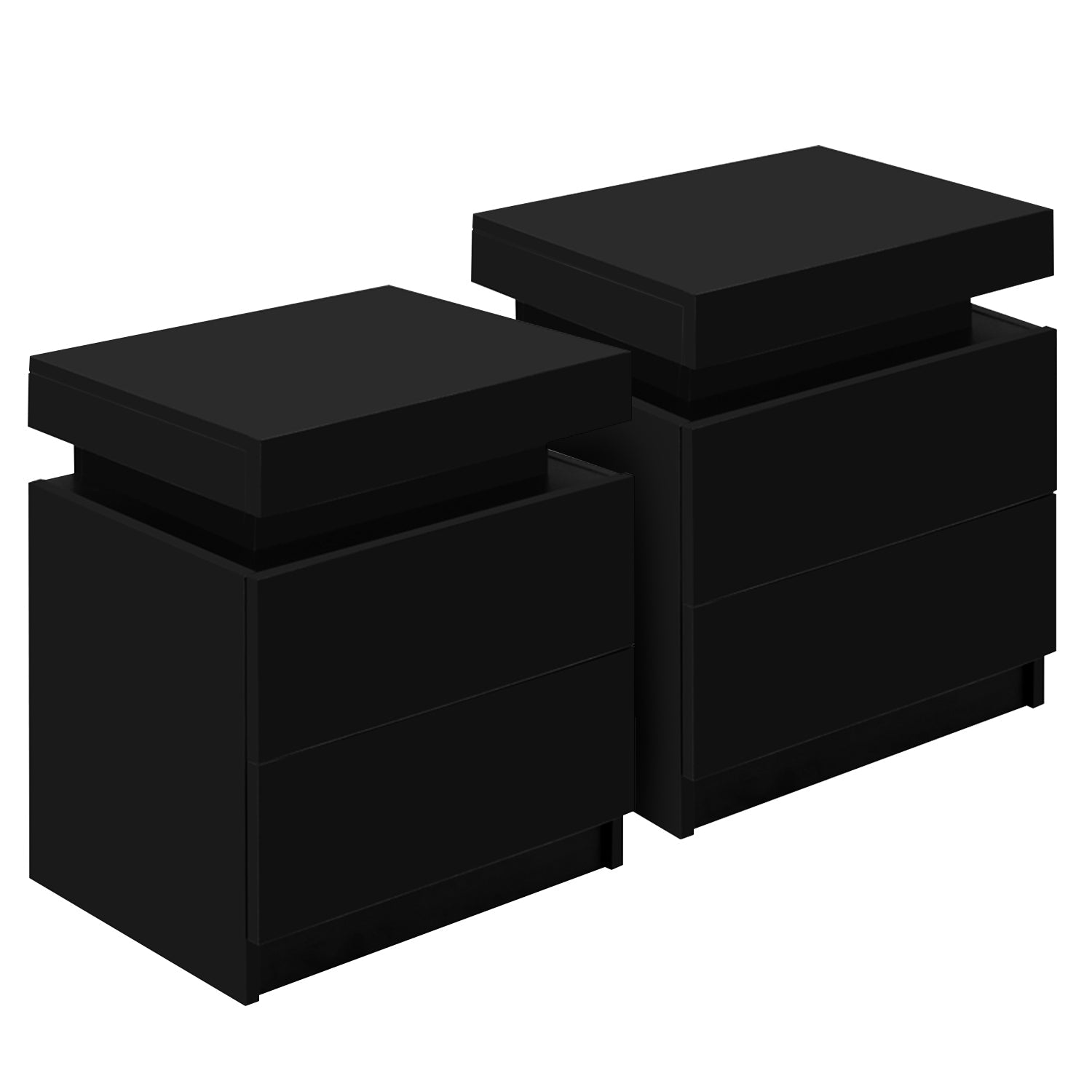 2X Bedside Table 2 Drawers Lift - up Storage Black - Furniture > Bedroom > Bedside Tables - Rivercity House & Home Co. (ABN 18 642 972 209) - Affordable Modern Furniture Australia