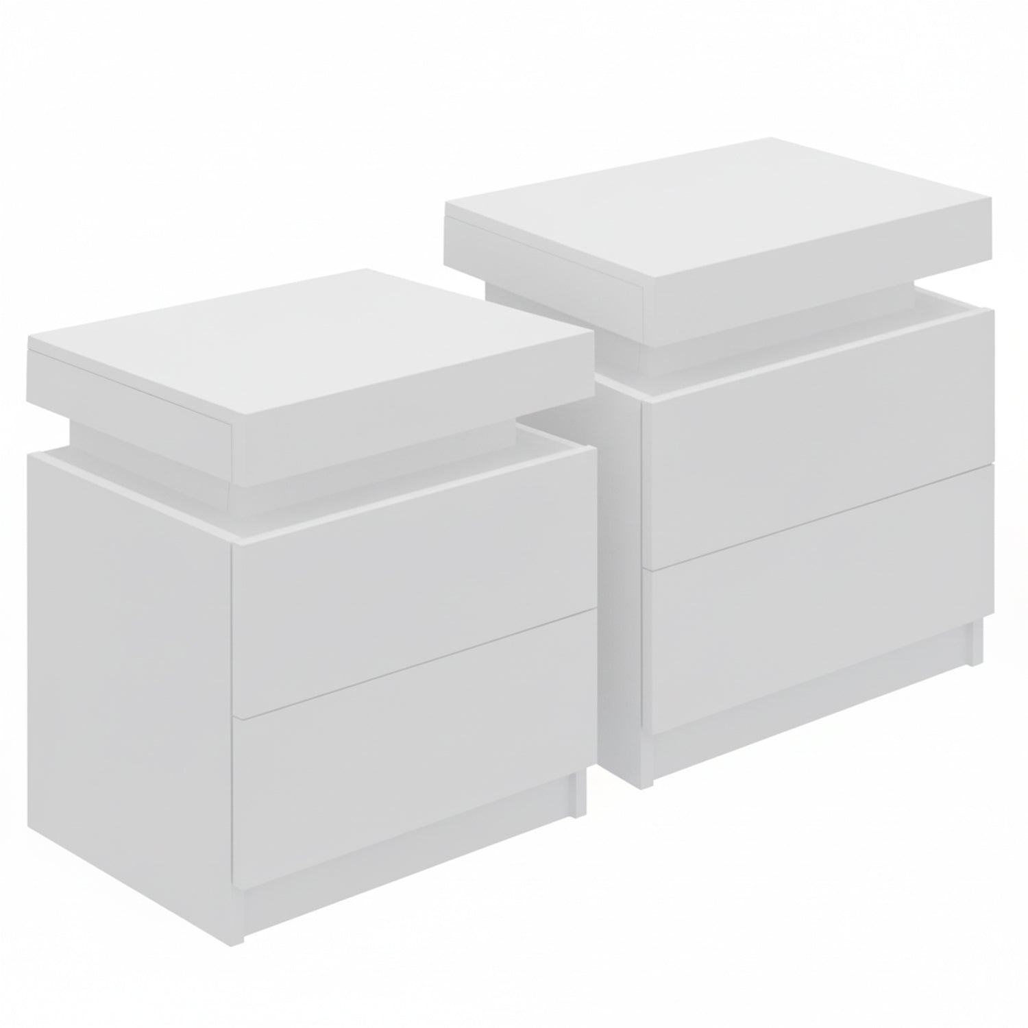 2X Bedside Table 2 Drawers Lift - up Storage White - Furniture > Bedroom > Bedside Tables - Rivercity House & Home Co. (ABN 18 642 972 209) - Affordable Modern Furniture Australia