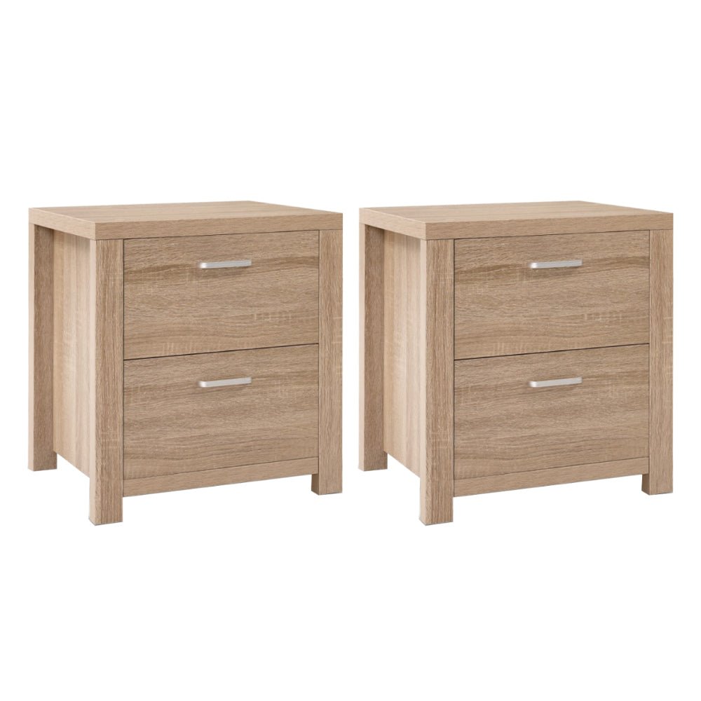 2x Bedside Table 2 Drawers - MAXI Pine - Furniture > Bedroom > Bedside Tables - Rivercity House & Home Co. (ABN 18 642 972 209) - Affordable Modern Furniture Australia