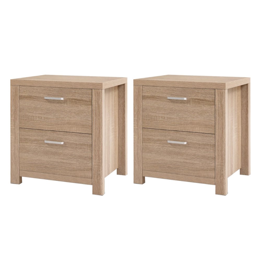 2x Bedside Table 2 Drawers - MAXI Pine - Furniture > Bedroom > Bedside Tables - Rivercity House & Home Co. (ABN 18 642 972 209) - Affordable Modern Furniture Australia