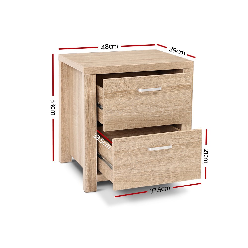 2x Bedside Table 2 Drawers - MAXI Pine - Furniture > Bedroom > Bedside Tables - Rivercity House & Home Co. (ABN 18 642 972 209) - Affordable Modern Furniture Australia