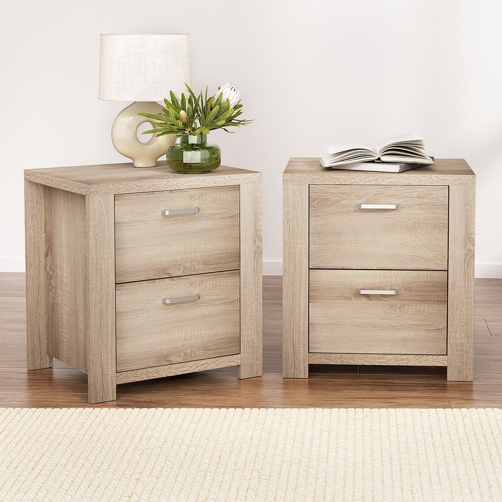 2x Bedside Table 2 Drawers - MAXI Pine - Furniture > Bedroom > Bedside Tables - Rivercity House & Home Co. (ABN 18 642 972 209) - Affordable Modern Furniture Australia