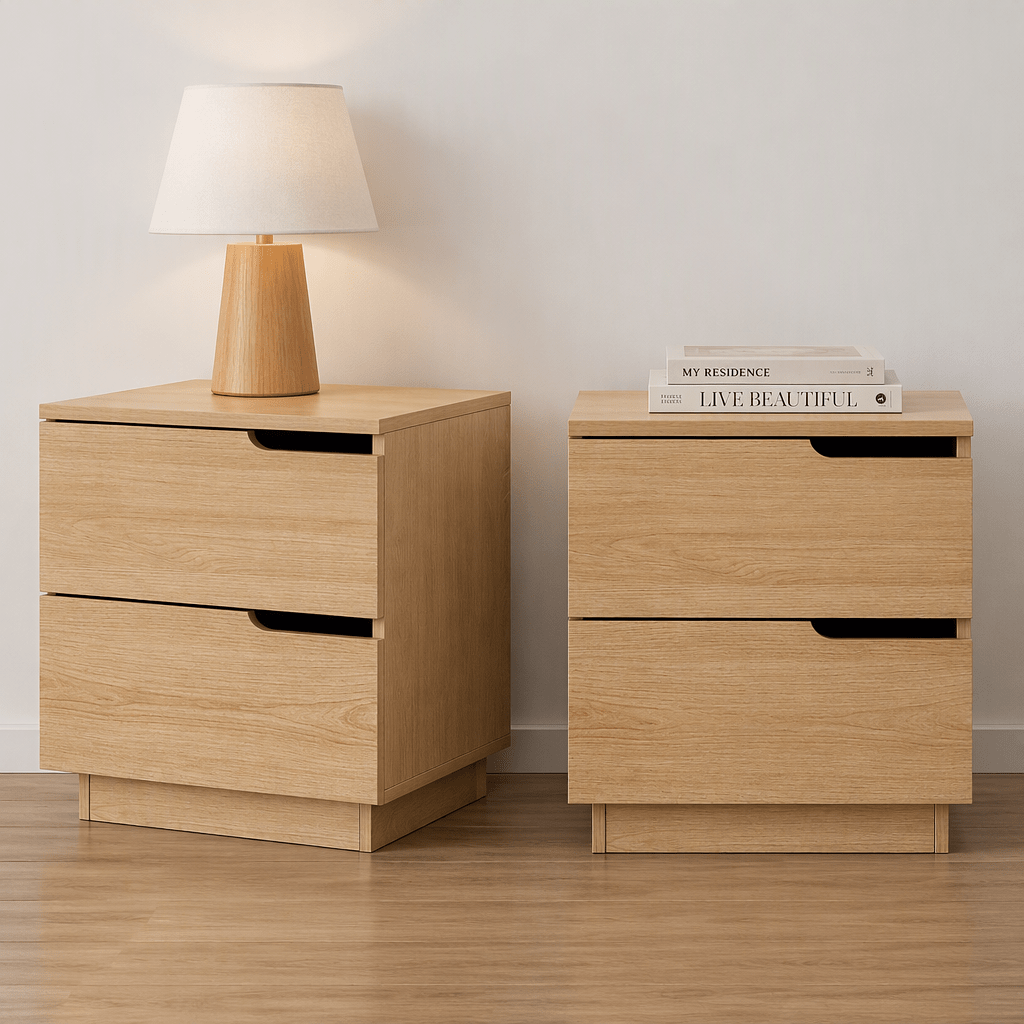 2X Bedside Table 2 Drawers Nightstand Pine - Furniture > Bedroom > Bedside Tables - Rivercity House & Home Co. (ABN 18 642 972 209) - Affordable Modern Furniture Australia