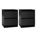 Set of 2 Bedside Table 2 Drawers - PEPE Black
