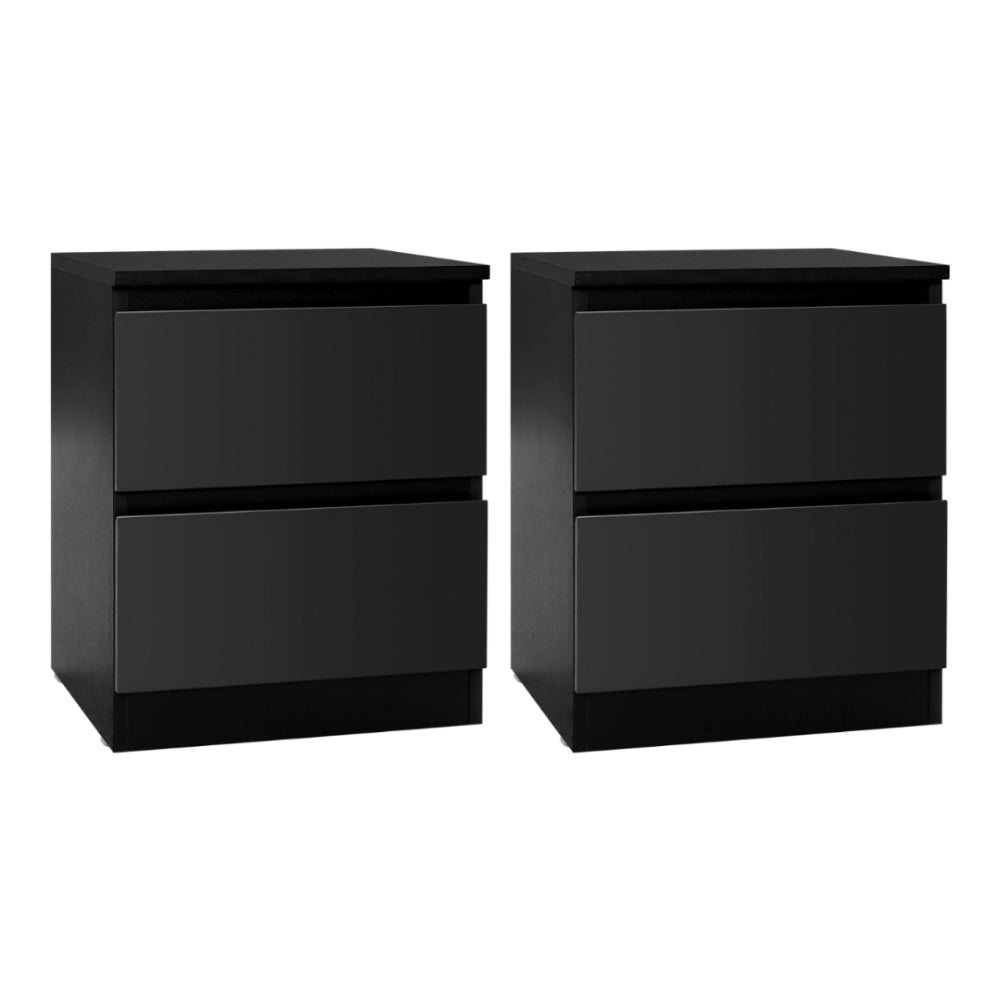 2x Bedside Table 2 Drawers - PEPE Black - Furniture > Bedroom > Bedside Tables - Rivercity House & Home Co. (ABN 18 642 972 209) - Affordable Modern Furniture Australia