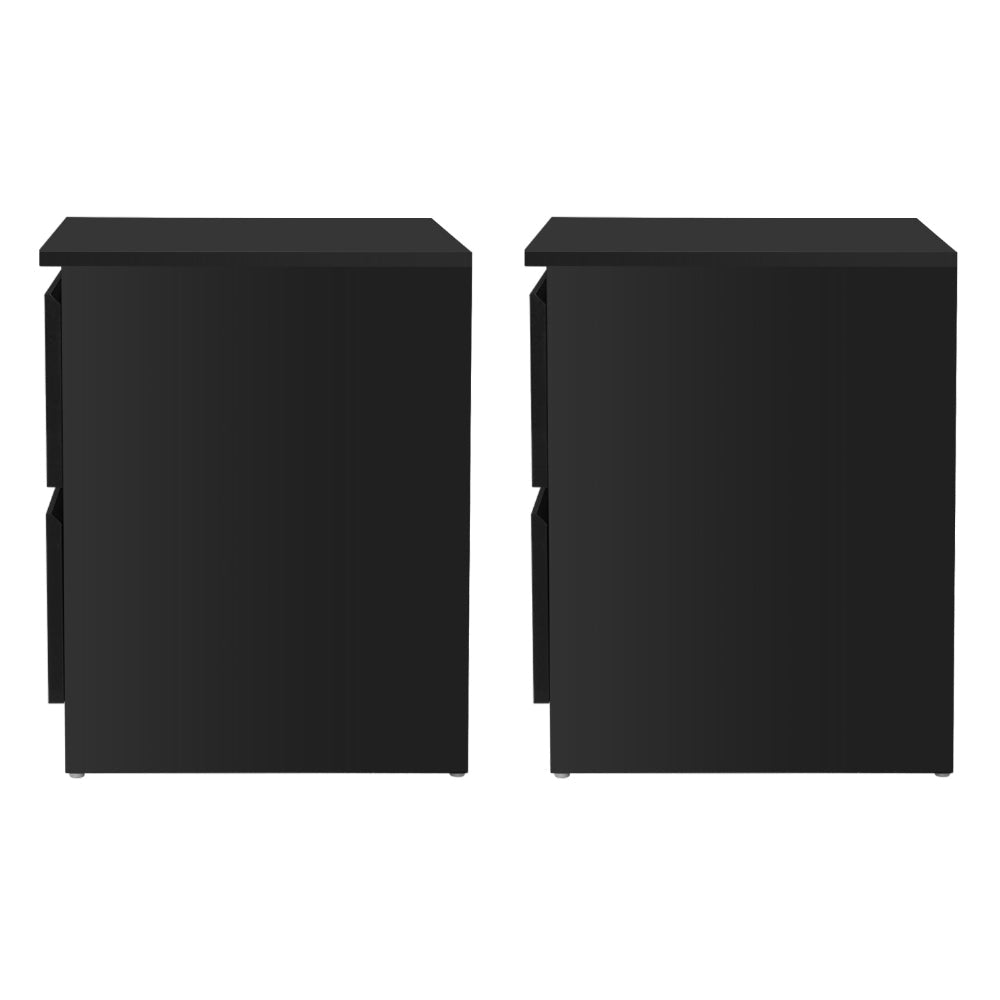 2x Bedside Table 2 Drawers - PEPE Black - Furniture > Bedroom > Bedside Tables - Rivercity House & Home Co. (ABN 18 642 972 209) - Affordable Modern Furniture Australia