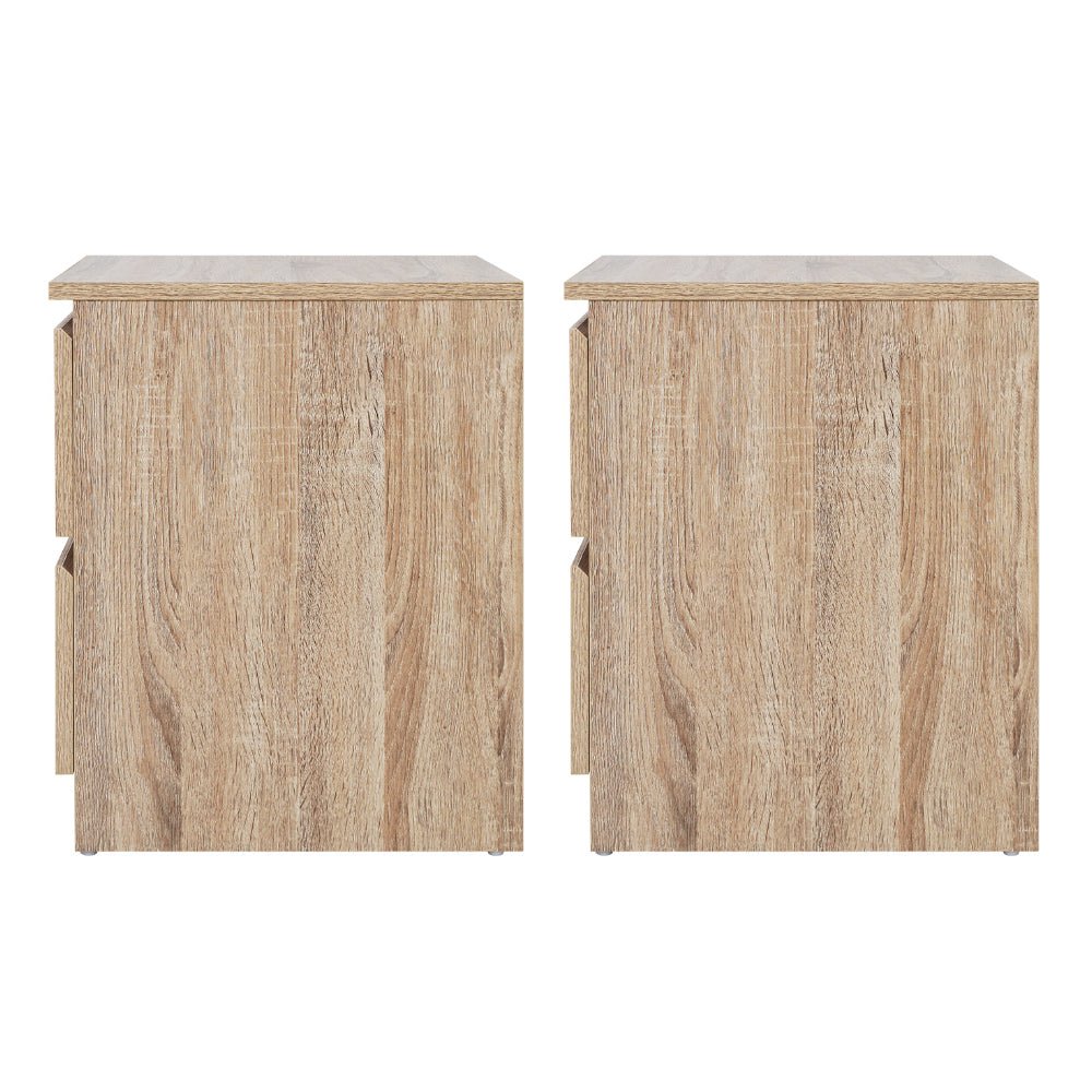 2x Bedside Table 2 Drawers - PEPE Oak - Furniture > Bedroom > Bedside Tables - Rivercity House & Home Co. (ABN 18 642 972 209) - Affordable Modern Furniture Australia
