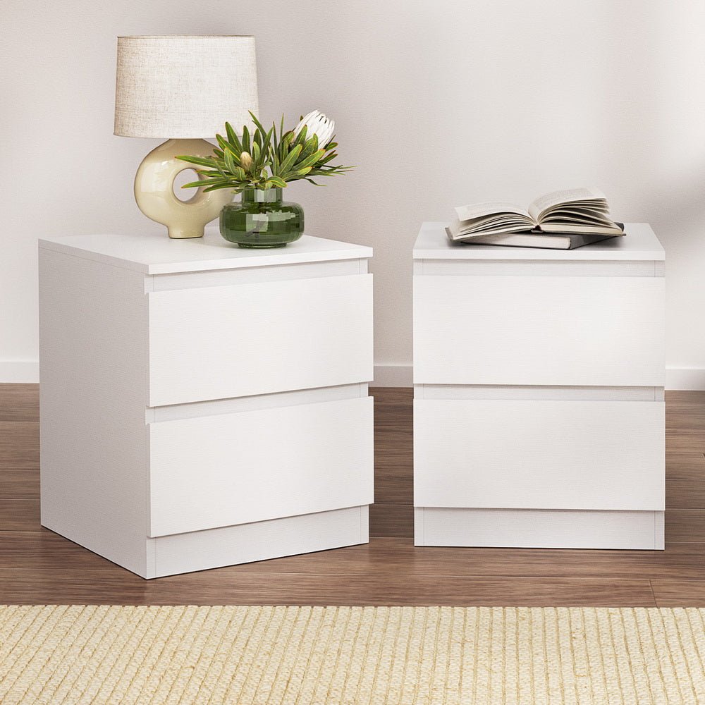 2x Bedside Table 2 Drawers - PEPE White - Furniture > Bedroom > Bedside Tables - Rivercity House & Home Co. (ABN 18 642 972 209) - Affordable Modern Furniture Australia