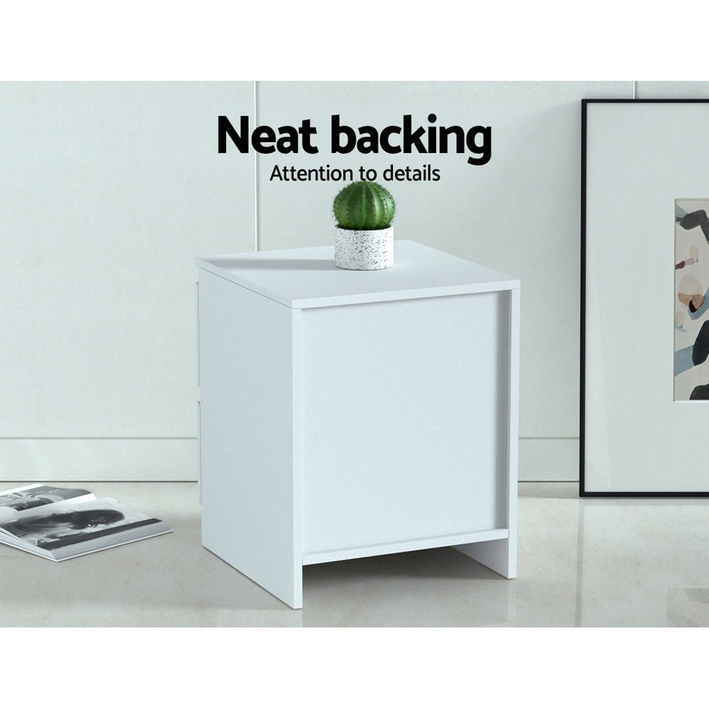 2x Bedside Table 2 Drawers - PEPE White - Furniture > Bedroom > Bedside Tables - Rivercity House & Home Co. (ABN 18 642 972 209) - Affordable Modern Furniture Australia