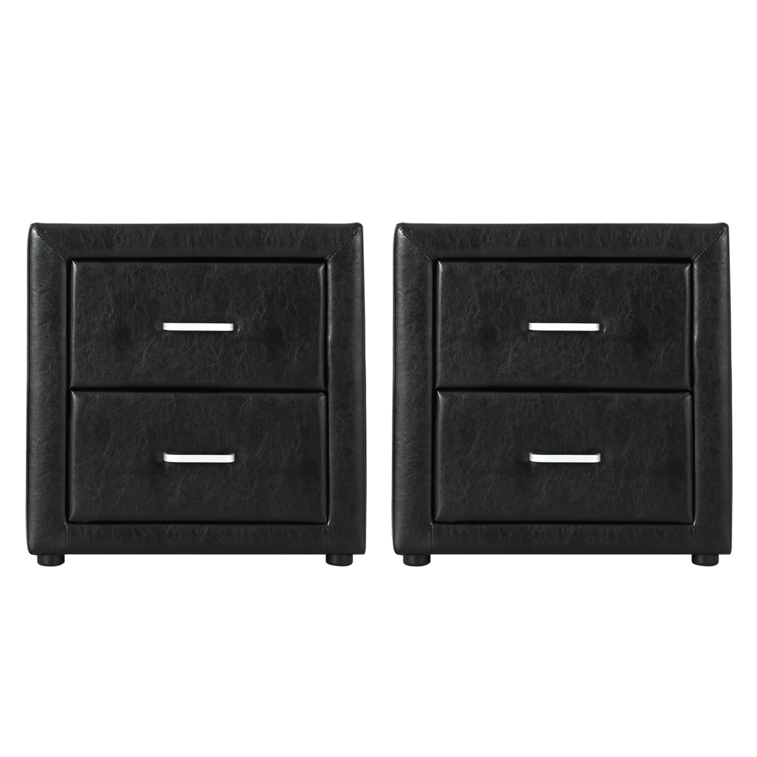 2X Bedside Table 2 Drawers Side Table Leather - CADEN Black - Furniture > Bedroom > Bedside Tables - Rivercity House & Home Co. (ABN 18 642 972 209) - Affordable Modern Furniture Australia