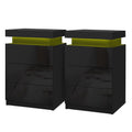 2X COLEY LED Bedside Tables with 3 Drawers and Customisable Lights - Black