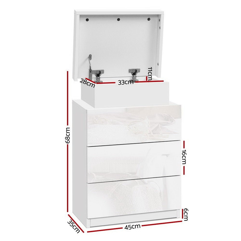 2X Bedside Table LED 3 Drawers - COLEY White - Furniture > Bedroom > Bedside Tables - Rivercity House & Home Co. (ABN 18 642 972 209) - Affordable Modern Furniture Australia