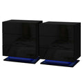 MORI LED Bedside Table with 3 Drawers, 2-Pack - Black