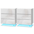 MORI LED Bedside Table with 3 Drawers, 2-Pack - White