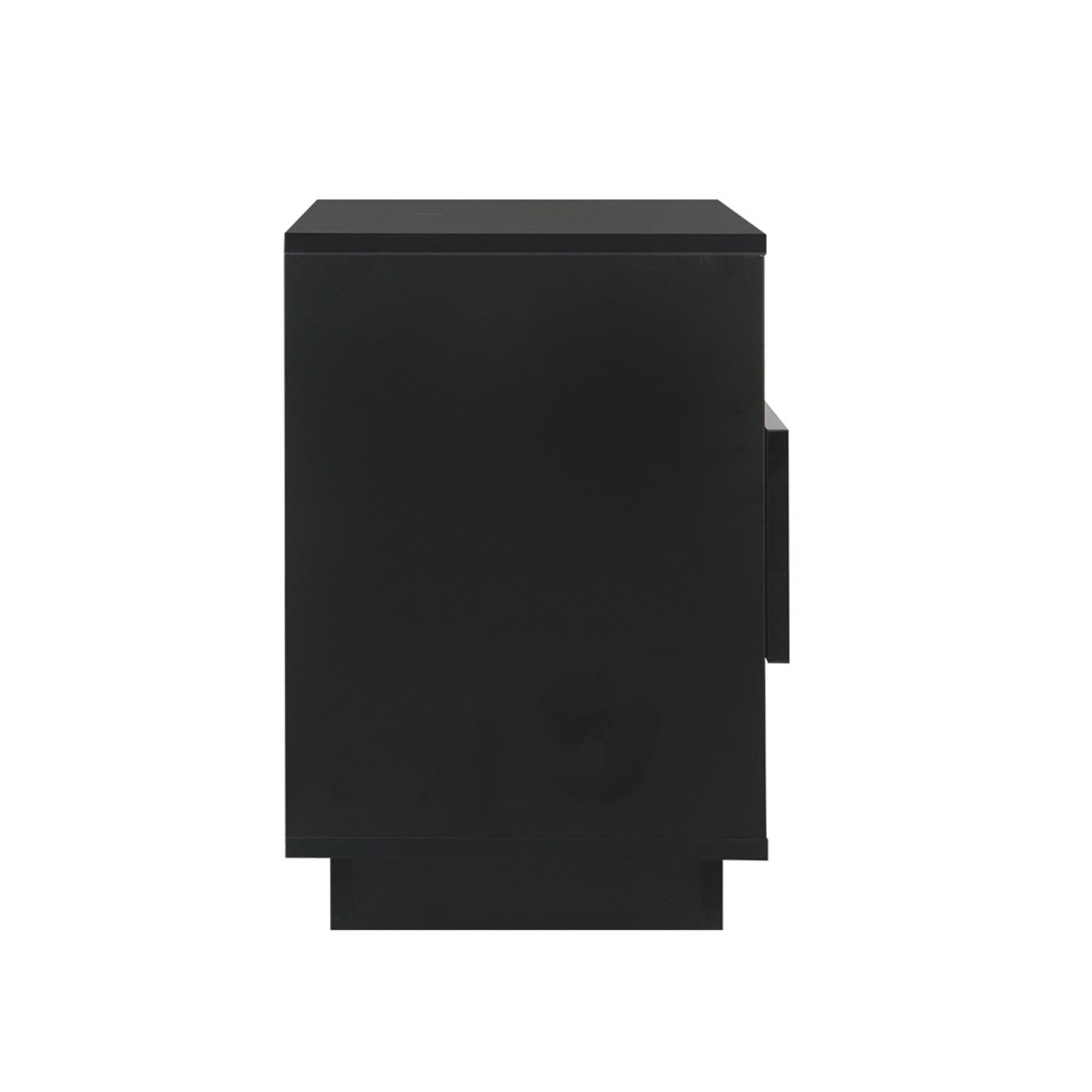 2x Bedside Table LED with 2 Shelves - HANA Black - Furniture > Bedroom > Bedside Tables - Rivercity House & Home Co. (ABN 18 642 972 209) - Affordable Modern Furniture Australia